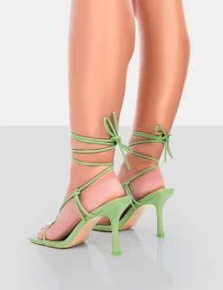Public Desire Harriet Pu Square Toe Lace Up Heels | Women Square Toe Heels