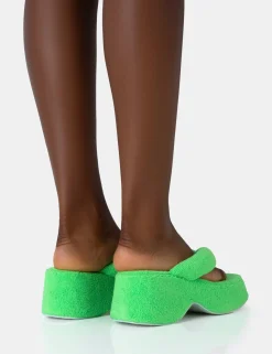 Public Desire Havana Towelling Flip Flop Chunky Platform Sandals | Women Chunky Sandals