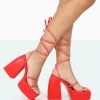 Public Desire Helena Grain Pu Sparkly Diamante Chunky Square Toe Platform Heel Block Heels | Women Square Toe Heels