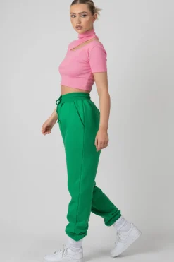 Public Desire High Neck Ribbed Cut Out Cropped T Shirt | Women Tops