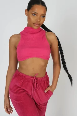 Public Desire High Neck Underbust Ribbed Crop Top | Women Tops