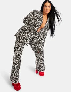 Public Desire High Waist Wide Leg Trouser Zebra | Women Tailoring