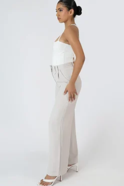 Public Desire High Waist Wideleg Tailored Trouser Stone | Women Tailoring