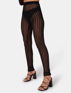 Public Desire High Waisted Ladder Stitch Knitted Leggings | Women Knitwear