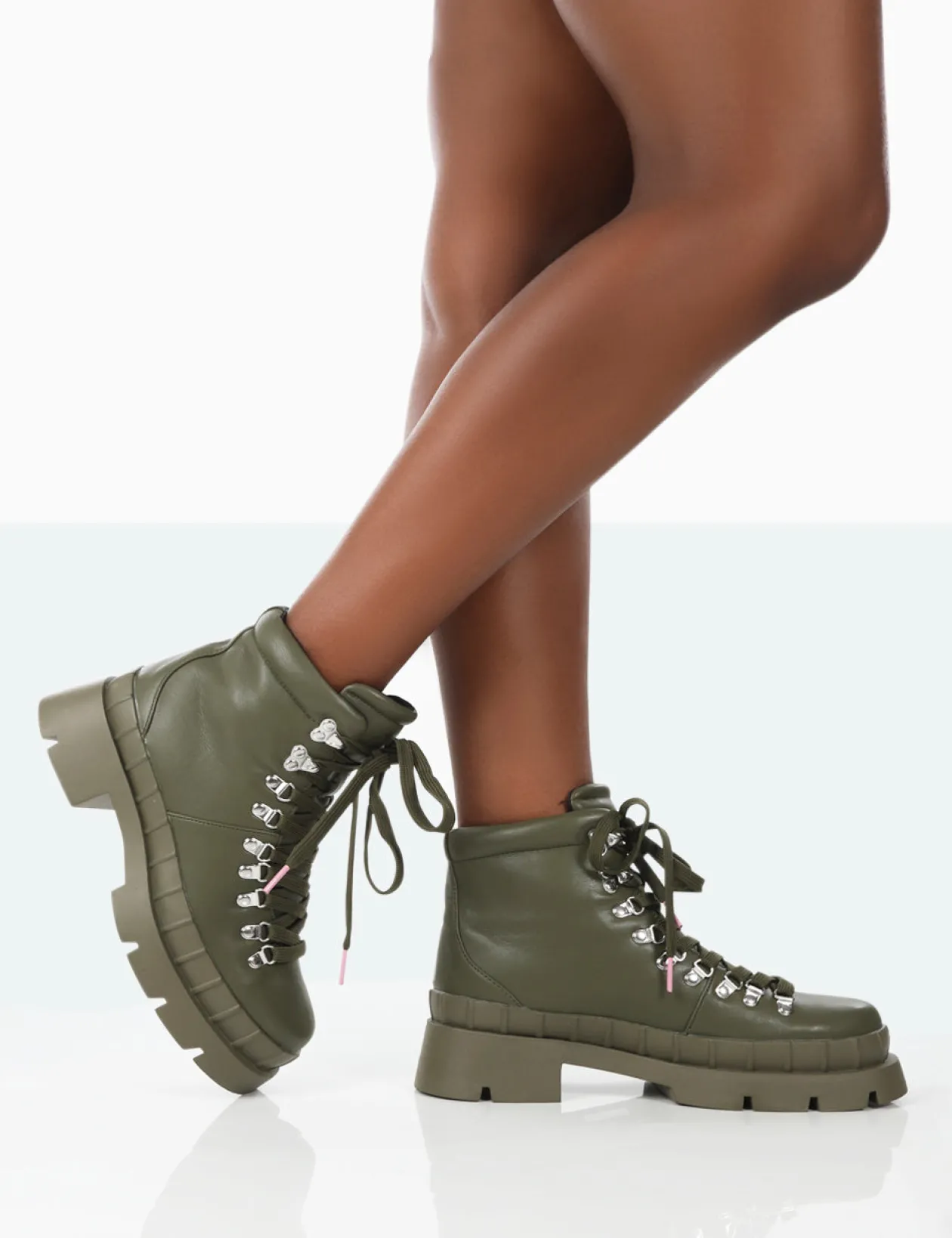 Public Desire Hike There Pu Lace Up Chunky Sole Winter Boots | Women Chunky Boots