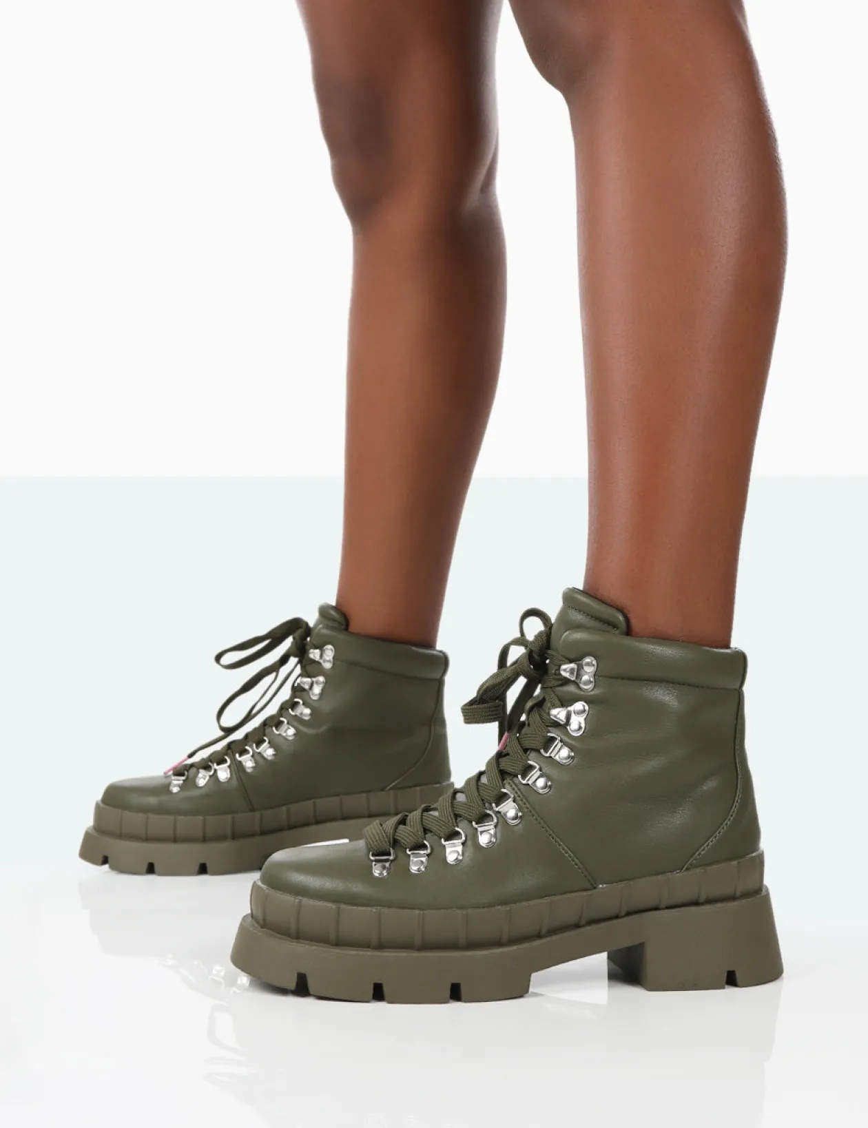 Public Desire Hike There Pu Lace Up Chunky Sole Winter Boots | Women Chunky Boots