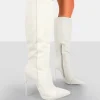 Public Desire Horizon Linen Stiletto Knee High Boots | Women Knee High Boots