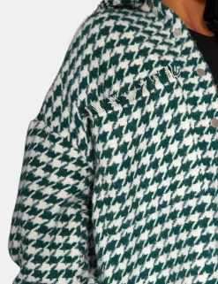 Public Desire Houndstooth Shacket Forest | Women Outerwear & Jackets