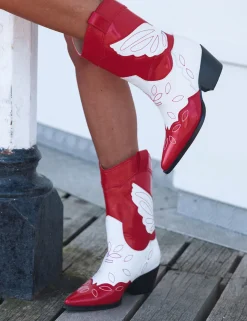 Public Desire Howdy Patent Pointed Toe Western Cowboy Block Ankle Boots | Women Western Boots