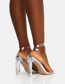 Public Desire Inka Mirror Perspex Round Toe Flat Block Heels | Women Block Heels
