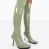 Public Desire Jenine Patent Over The Knee Stiletto Heeled Boots | Women Knee High Boots