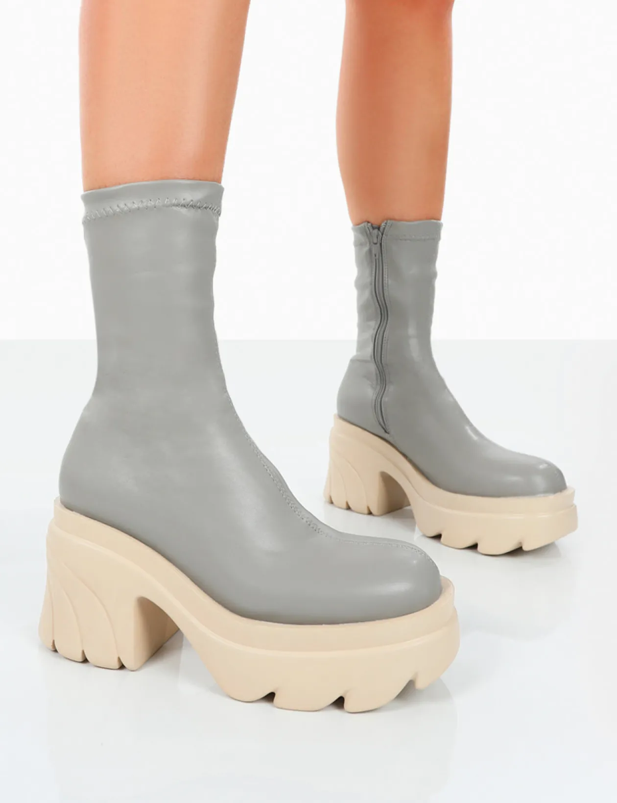 Public Desire Jennie Pu Platform Chunky Sole Heeled Ankle Boots | Women Chunky Boots
