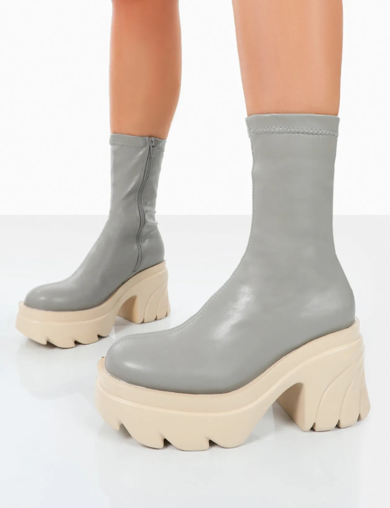 Public Desire Jennie Pu Platform Chunky Sole Heeled Ankle Boots | Women Chunky Boots