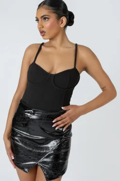 Public Desire Jersey Strappy Corset Bodysuit | Women Bodysuits
