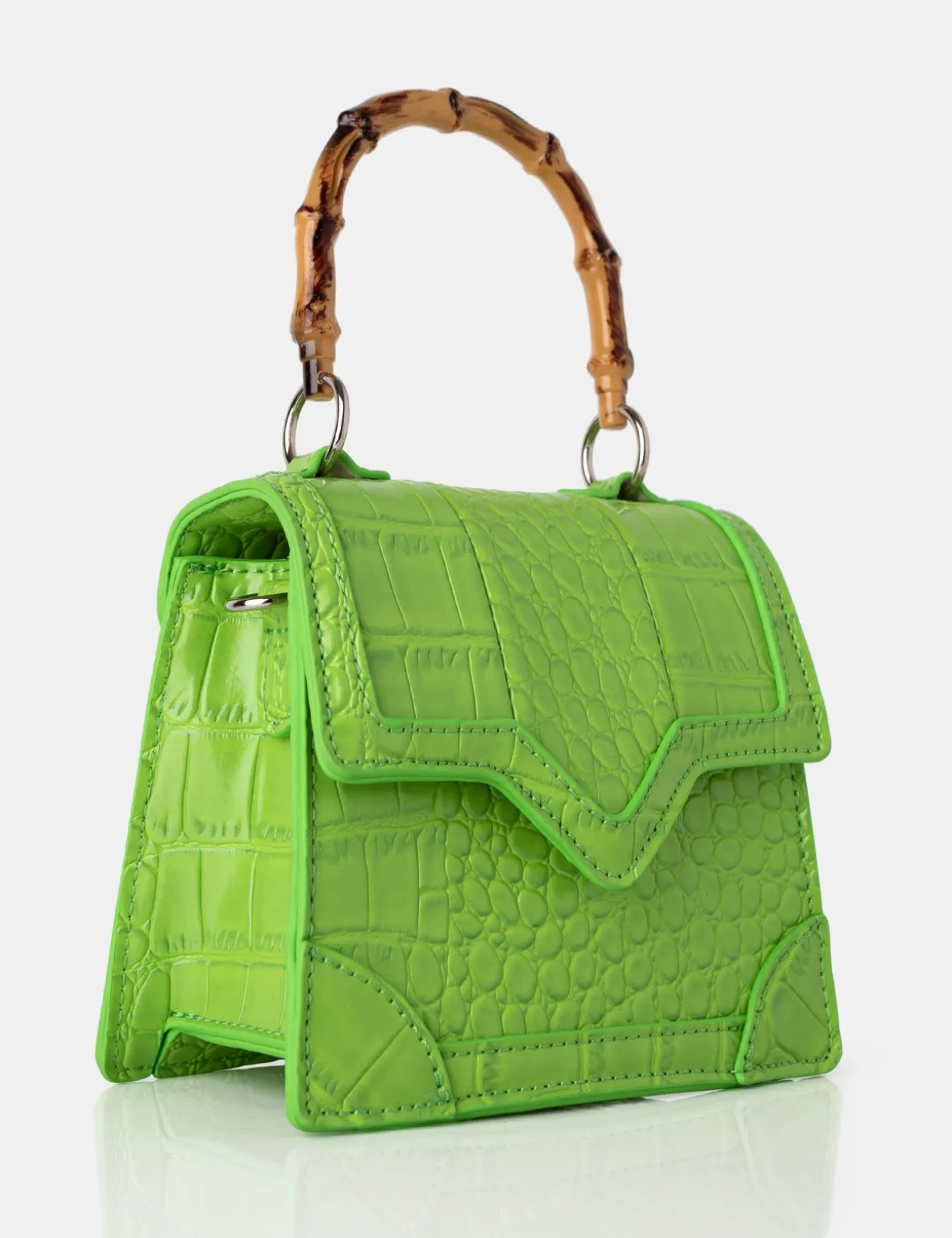 Public Desire Jessica Apple Bamboo Top Handle Croc Mini Bag | Women Mini Bags