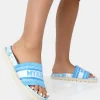 Public Desire Jet Set Embroidered Mykonos Print Slider Sandals | Women Sliders