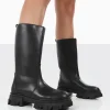 Public Desire Jolie Pu Knee High Chunky Sole Long Boots | Women Knee High Boots