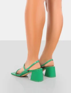 Public Desire Just Realise Pu Strappy Square Toe Mid Block Heeled Sandals | Women Square Toe Heels