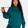 Public Desire Kaiia Embroidered Oversized Hoodie Forest Green | Women Sweatshirt & Hoodies
