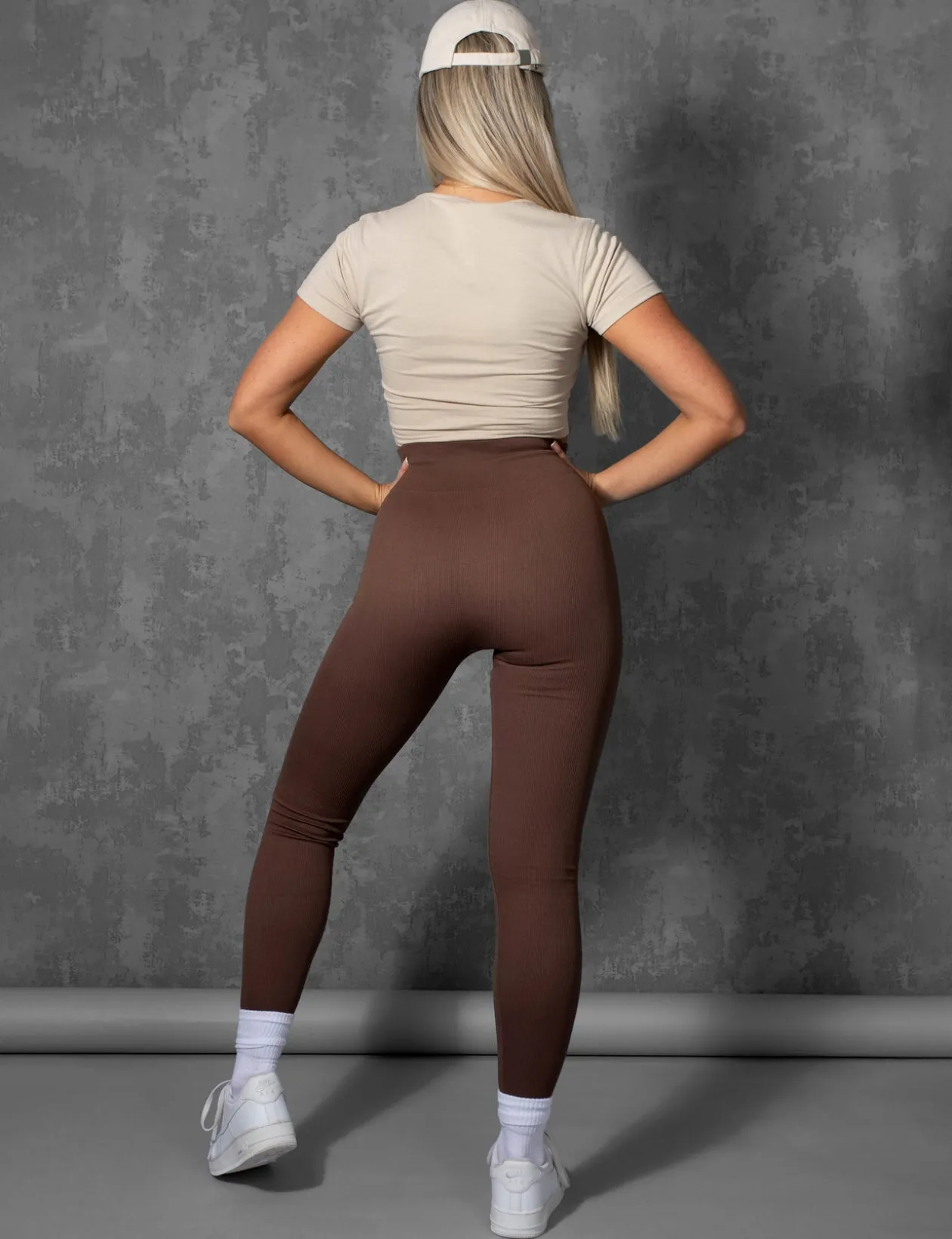 Public Desire Kaiia Premium Rib Seamless Leggings Chocolate | Women Jogger & Leggings