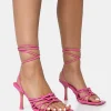 Public Desire Keri Patent Strappy Lace Up Mid Heels | Women Strappy Sandals
