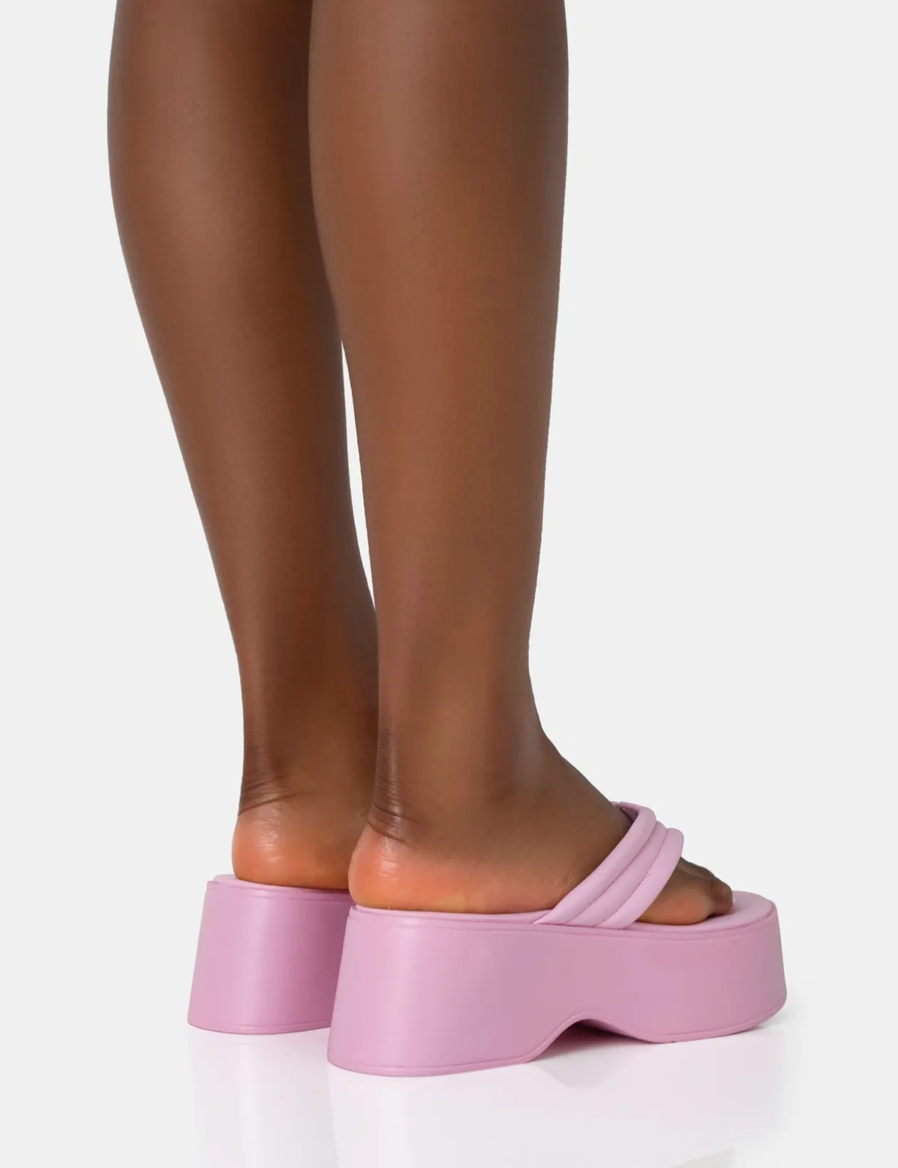 Public Desire Kiko Baby Pu Padded Flip Flop Strap Platform Sandals | Women Flatforms