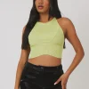 Public Desire Knitted High Neck Racer Crop Top | Women Knitwear
