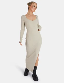 Public Desire Knitted Off Shoulder Midi Dress Marl | Women Dresses