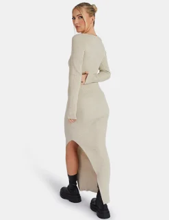Public Desire Knitted Off Shoulder Midi Dress Marl | Women Dresses