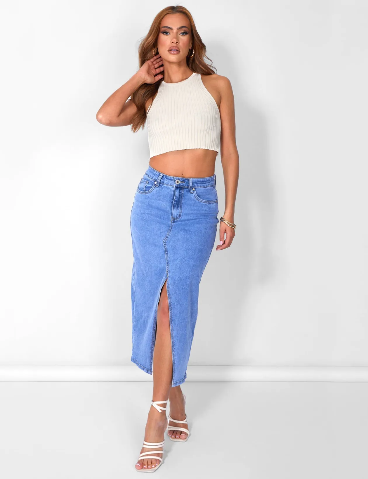 Public Desire Knitted Ribbed Racer Top | Women Knitwear