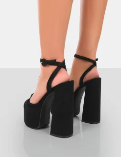 Public Desire Knot On Faux Suede Knotted Platform High Heeled Sandals | Women Platform Heels