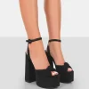 Public Desire Knot On Wide Fit Faux Suede Knotted Platform High Heeled Sandals | Women Wide Fit Heels