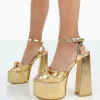Public Desire Knot On Wide Fit Pu Knotted Platform High Heeled Sandals | Women Wide Fit Heels