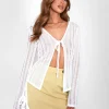 Public Desire Laddered Knitted Tie Front Top | Women Knitwear