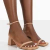 Public Desire Lane Raffia Strappy Mid Block Heeled Sandals | Women Mid Heels