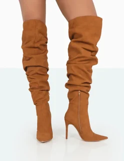 Public Desire Lariza Faux Suede Pointed Toe Stiletto Over The Knee Boots | Women Over The Knee Boots