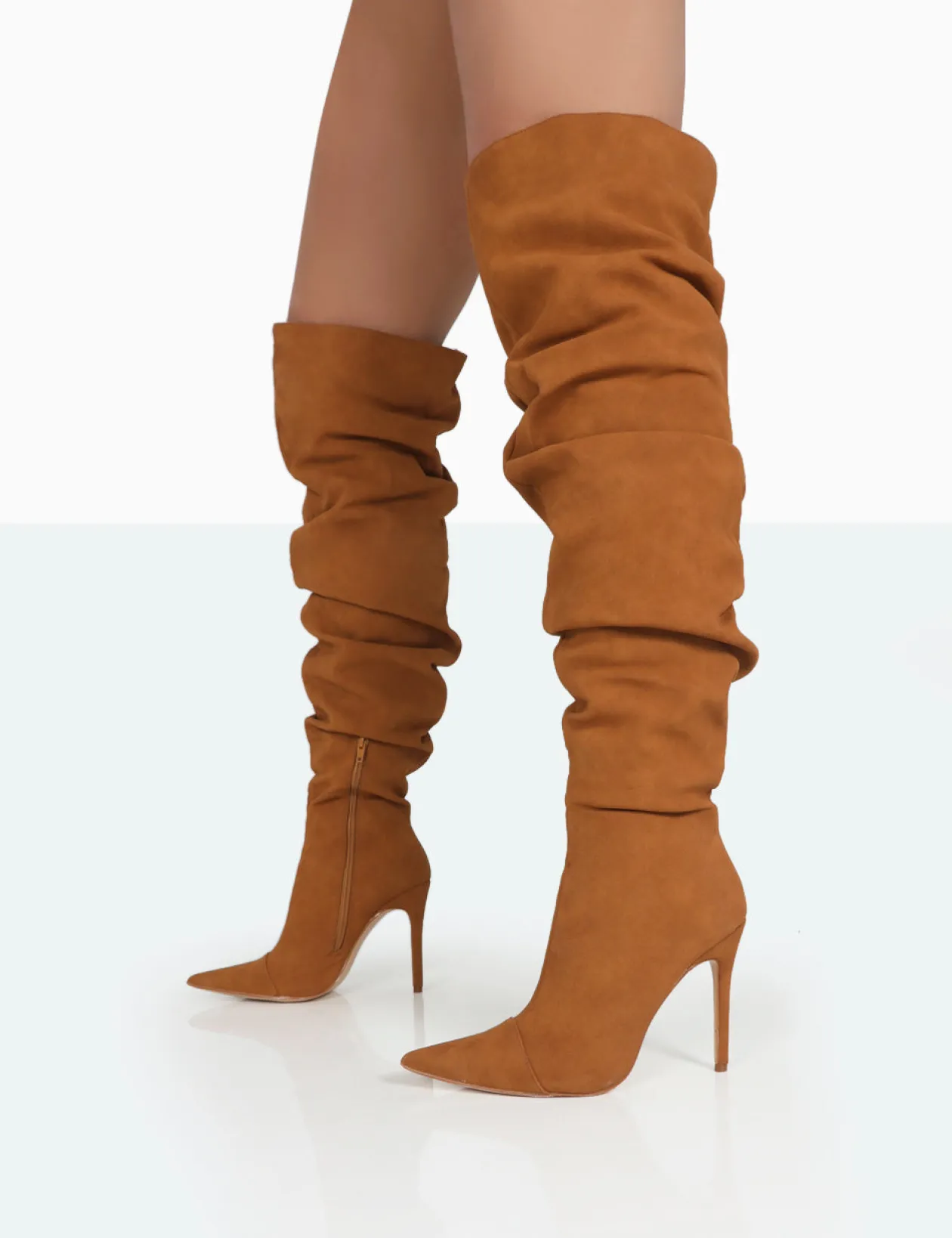 Public Desire Lariza Faux Suede Pointed Toe Stiletto Over The Knee Boots | Women Over The Knee Boots