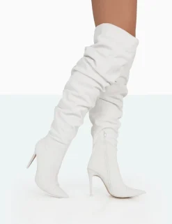 Public Desire Lariza Off Faux Suede Pointed Toe Stiletto Over The Knee Boots | Women Over The Knee Boots