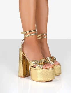 Public Desire Leo Edition Metallic Platform High Heels | Women Platform Heels