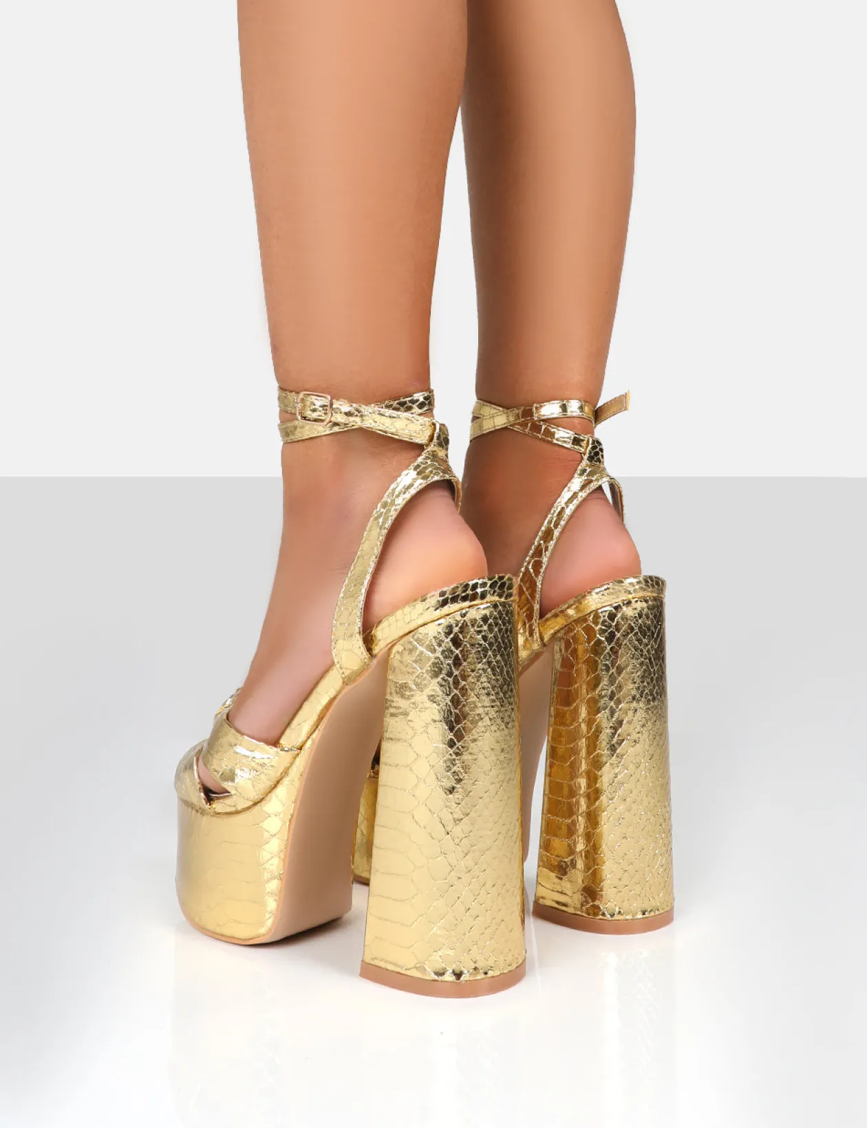 Public Desire Leo Edition Metallic Platform High Heels | Women Platform Heels