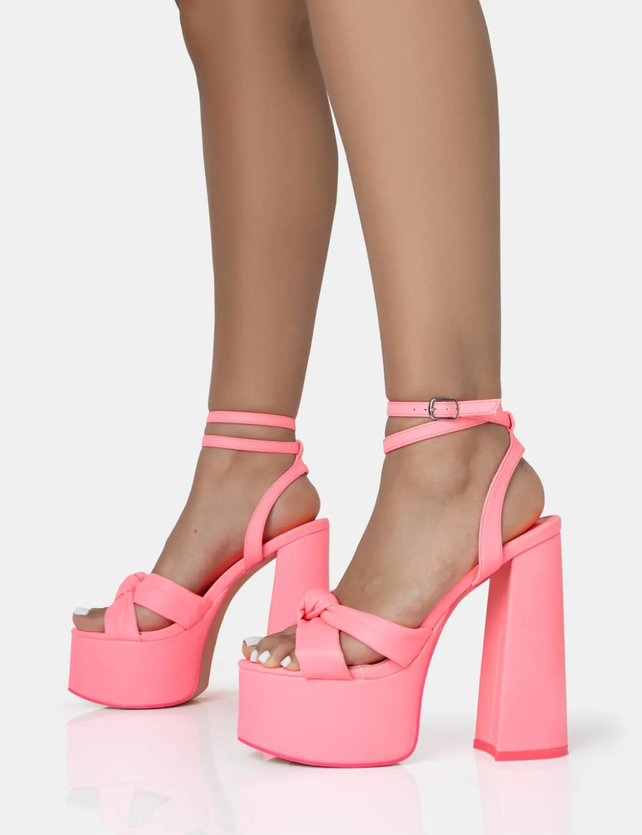 Public Desire Leo Edition Neon Round Toe Platform Block Heels | Women Platform Heels