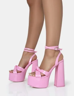 Public Desire Leo Edition Wide Fit Baby Patent Platform High Heels | Women Wide Fit Heels