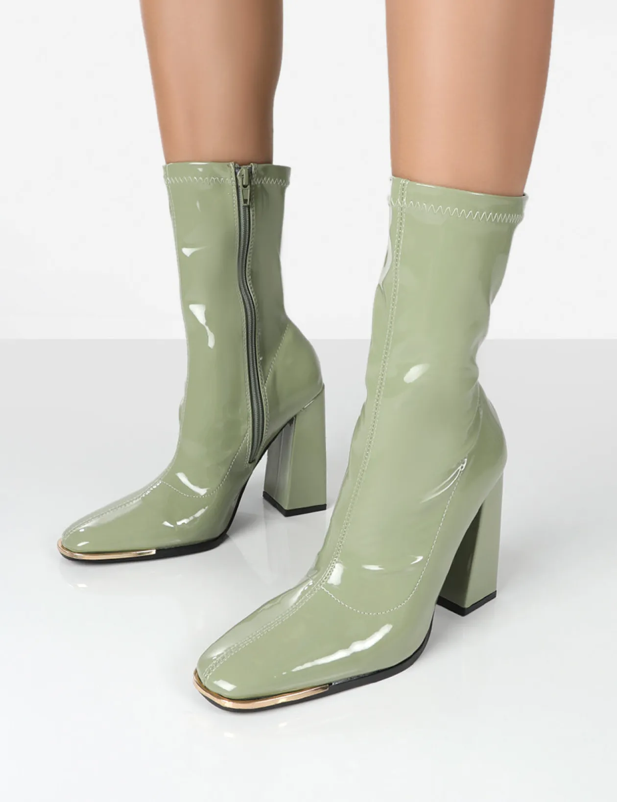 Public Desire Liberty Pu Sock High Heeled Ankle Boots | Women Sock Fit Boots