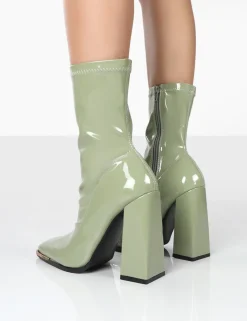Public Desire Liberty Pu Sock High Heeled Ankle Boots | Women Sock Fit Boots