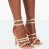 Public Desire Lindsey Pu Strappy Square Toe Stiletto Heels | Women Stilettos