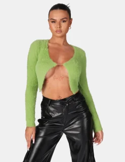 Public Desire Long Sleeve Kaiia Trim Fluffy Knit Top | Women Knitwear