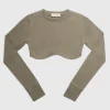 Public Desire Long Sleeve Underbust Crop Top Elm | Women Tops