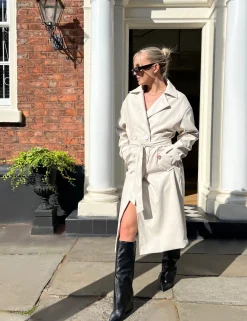 Public Desire Longline Pu Belted Trench | Women Outerwear & Jackets