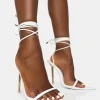 Public Desire Look Back Pu Pointed Toe Lace Up Stiletto Heels | Women Barely There Heels