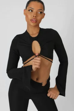 Public Desire Loop Ruching Long Sleeve Top With Splits | Women Tops